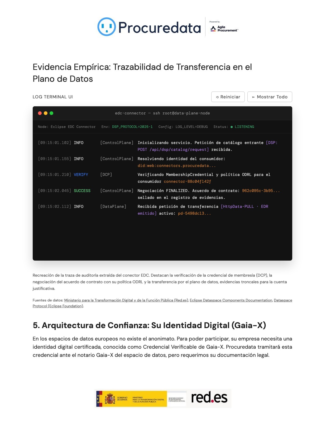 Log Terminal UI - Traza de auditoría